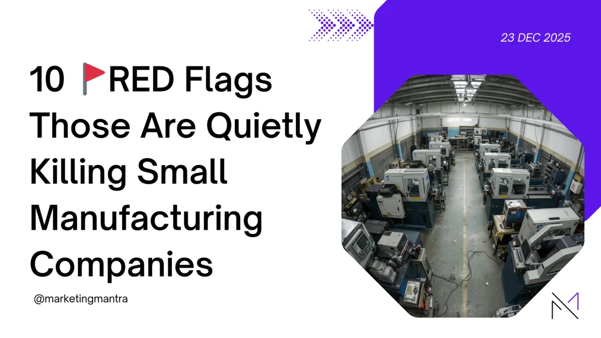 Aerial view of a busy small machine shop floor, for 10 red flags quietly killing small manufacturing companies