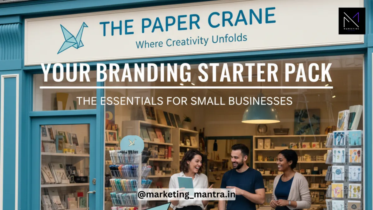 Small shop front with smiling staff under the headline Your branding starter pack: the essentials for small businesses