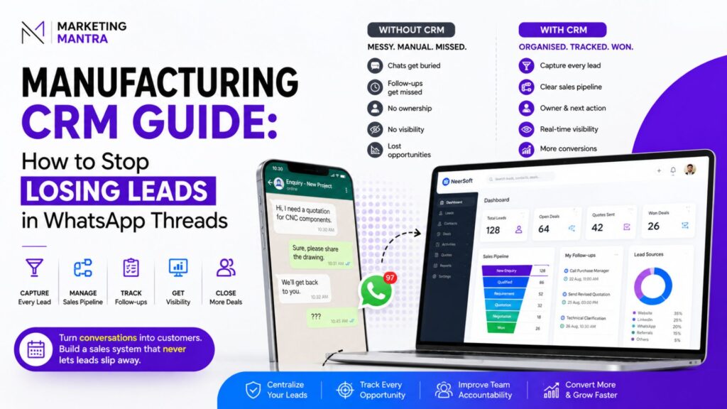 Manufacturing CRM Guide How to Stop Losing Leads in WhatsApp Threads - Marketing Mantra